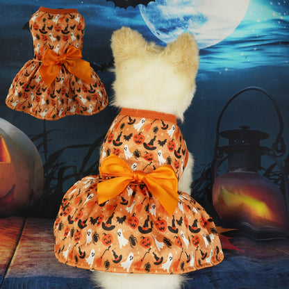 Pet Clothing Halloween Party Dress in Orange and several sizes.
