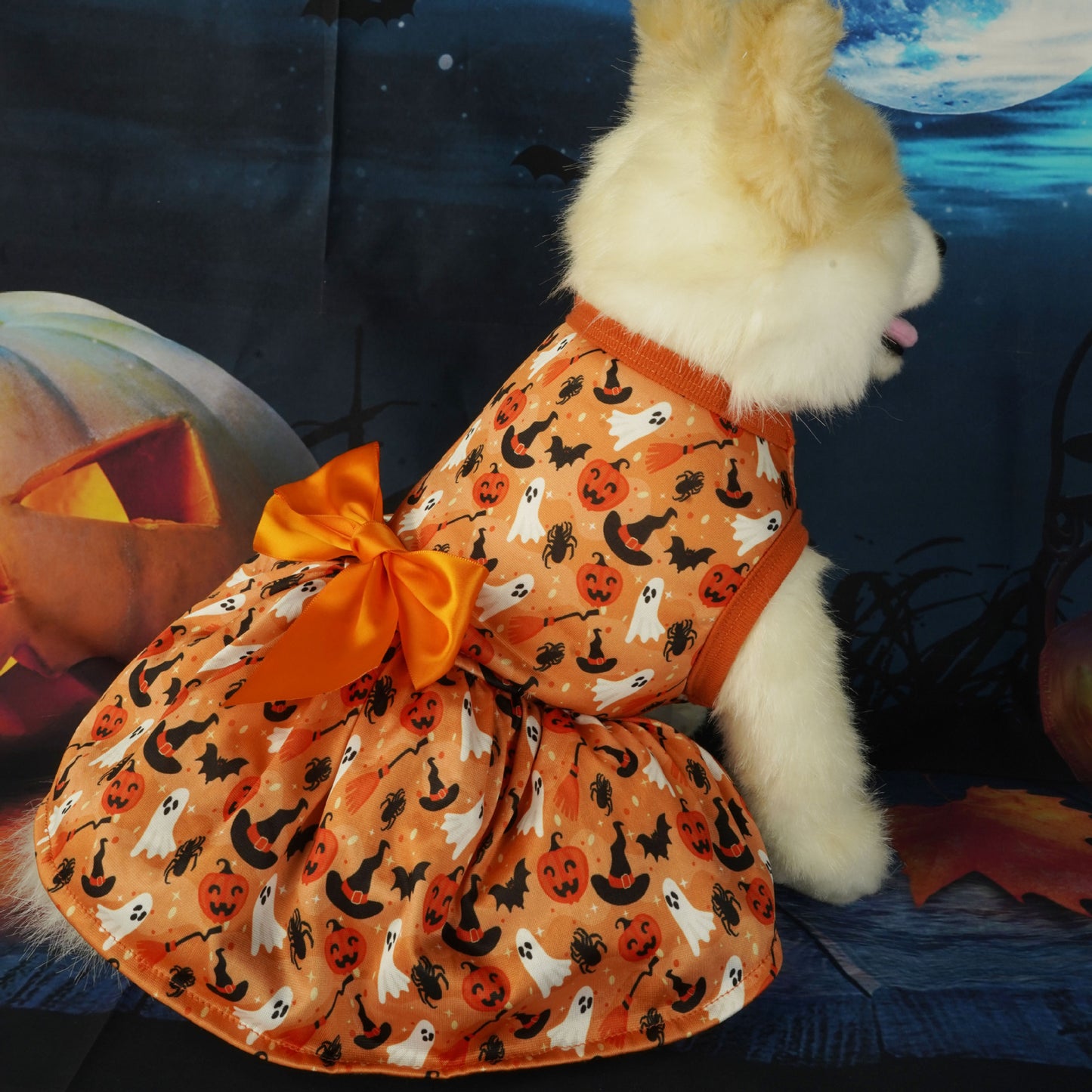 Pet Clothing Halloween Party Dress in Orange and several sizes.