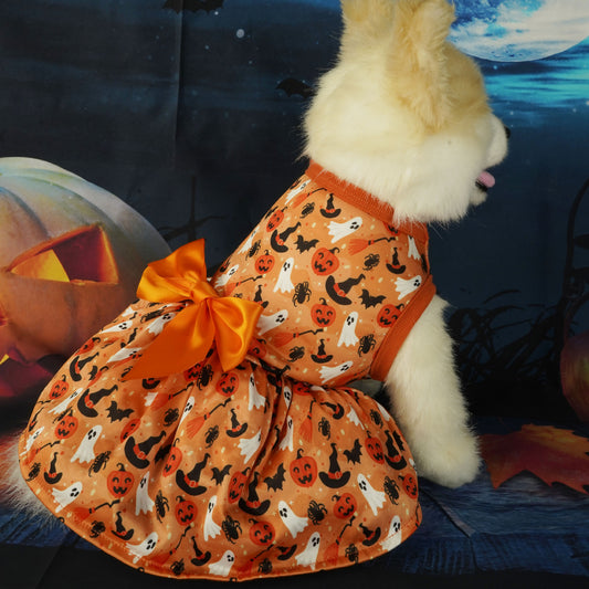 Pet Clothing Halloween Party Dress in Orange and several sizes.