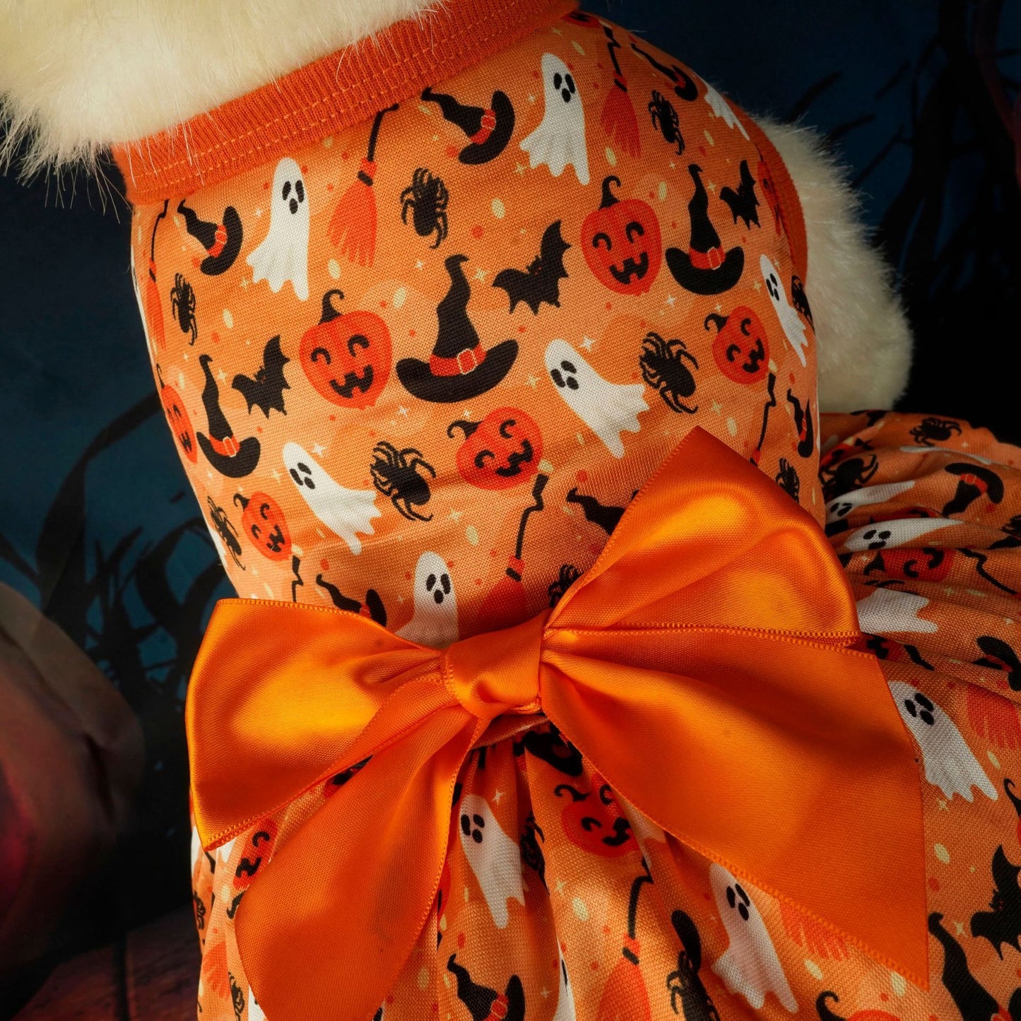 Pet Clothing Halloween Party Dress in Orange and several sizes.