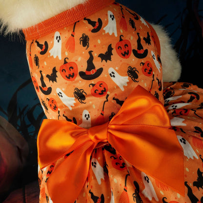 Pet Clothing Halloween Party Dress in Orange and several sizes.