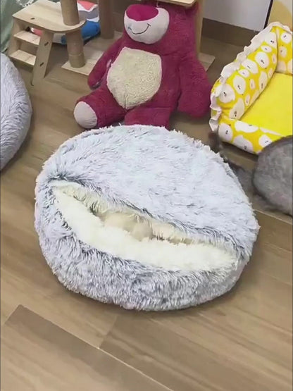 2 In 1 Dog And Cat Bed Pet Winter Bed Round Plush Warm Bed House Soft Long Plush Pets Bed Pet Products